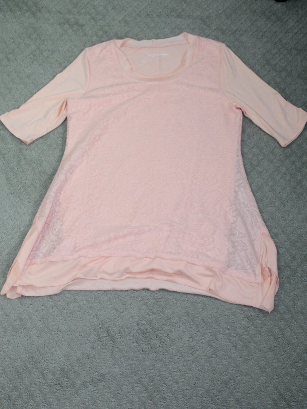 Soft Surroundings Size M Pale Peach Lined Short Sleeve Blouse